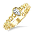 1/5 Ctw Bezel Set Pear Cut Diamond Curb Link Fashion Ring in 14K Yellow Gold