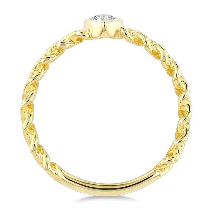 1/5 Ctw Bezel Set Pear Cut Diamond Curb Link Fashion Ring in 14K Yellow Gold