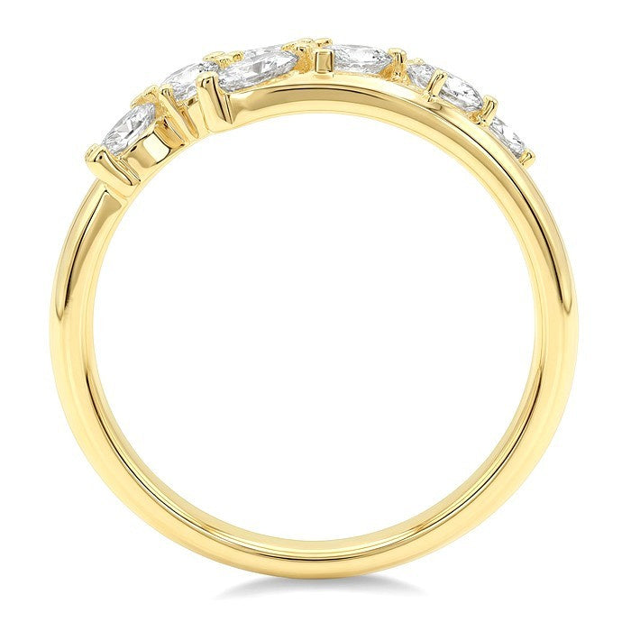 1 1/4 Ctw Slanted Split Mixed Diamond Cut Fashion Wide Band in 14K Yellow Gold