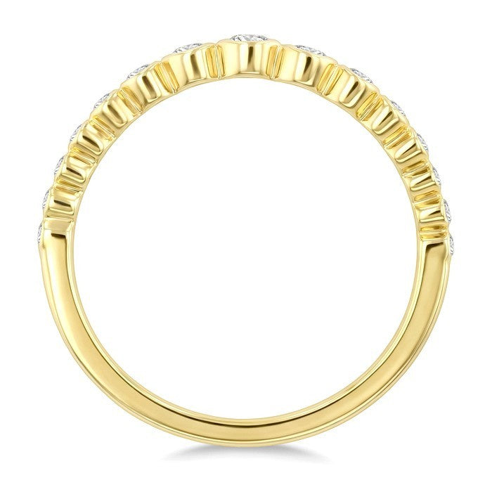 1/3 Ctw Bezel Set Round Cut Diamond Wave Fashion Ring in 14K Yellow Gold