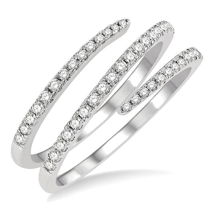 3/8 Ctw Open-End Round Cut Diamond Fashion Ring in 14K White Gold