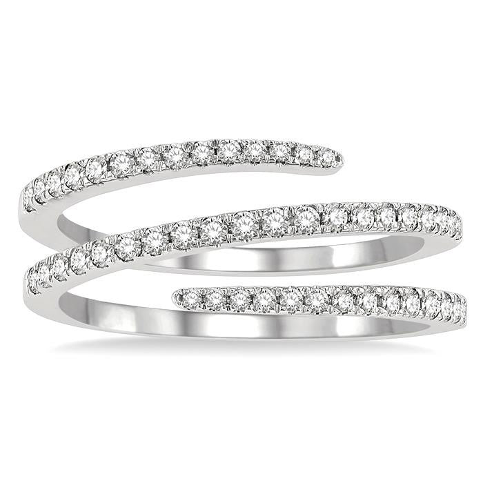 3/8 Ctw Open-End Round Cut Diamond Fashion Ring in 14K White Gold