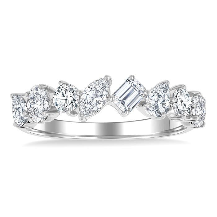 1 1/10 Ctw Mixed Shape Diamond Fashion Band in 14K White Gold