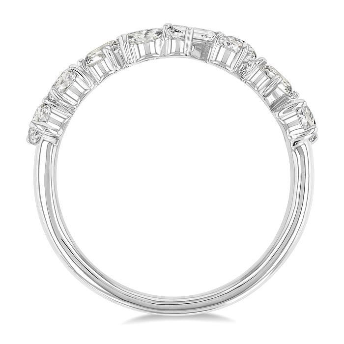 1 1/10 Ctw Mixed Shape Diamond Fashion Band in 14K White Gold