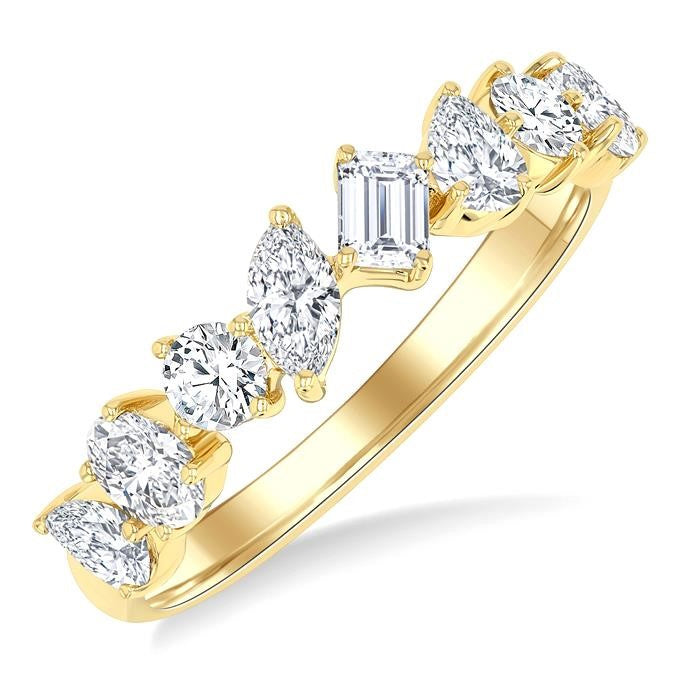 1 1/10 Ctw Mixed Shape Diamond Fashion Band in 14K Yellow Gold