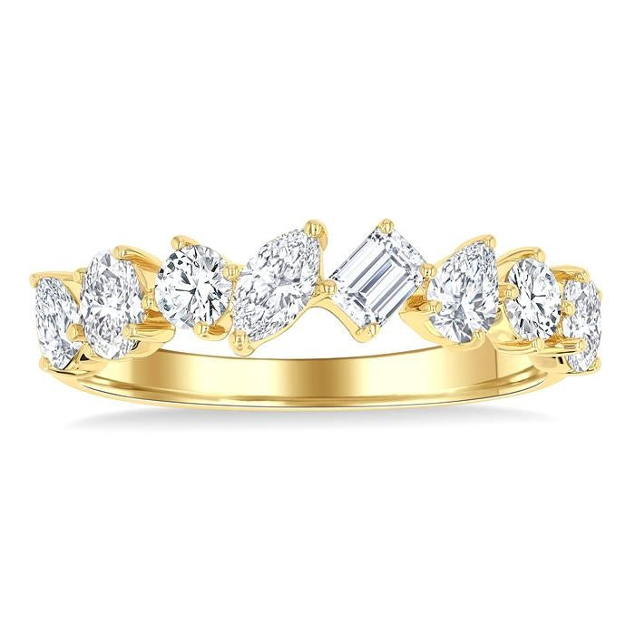1 1/10 Ctw Mixed Shape Diamond Fashion Band in 14K Yellow Gold