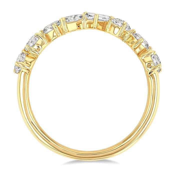 1 1/10 Ctw Mixed Shape Diamond Fashion Band in 14K Yellow Gold