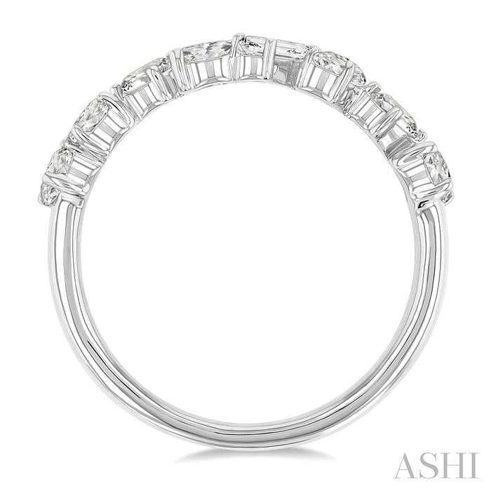 1 1/10 Ctw Mixed Shape Diamond Fashion Band in 14K White Gold
