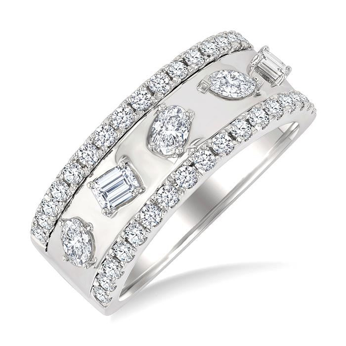 7/8 Ctw 5-Stone Mixed Shape Diamond Fashion Band in 14K White Gold