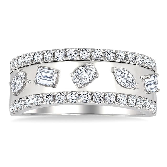 7/8 Ctw 5-Stone Mixed Shape Diamond Fashion Band in 14K White Gold