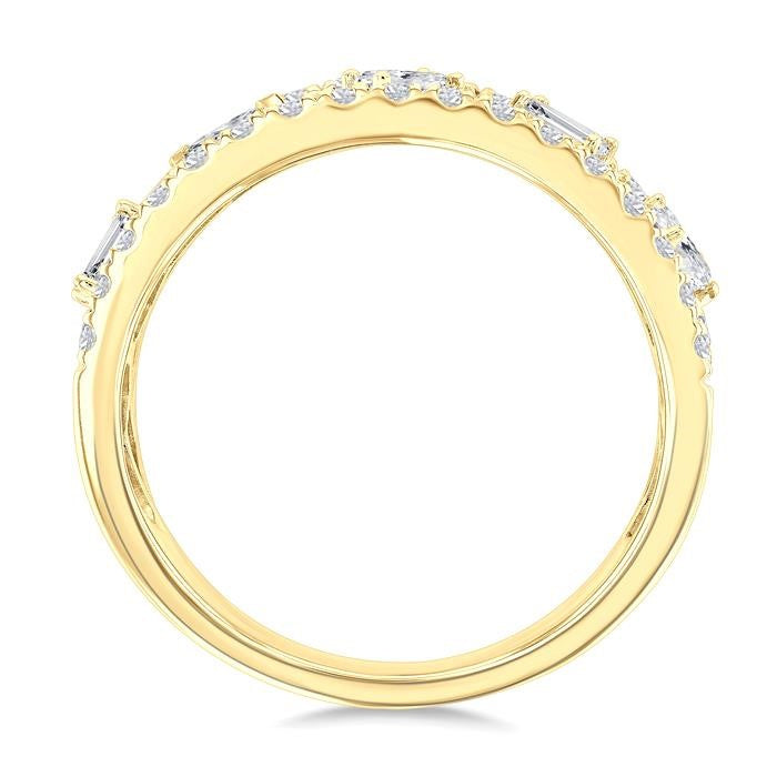 7/8 Ctw 5-Stone Mixed Shape Diamond Fashion Band in 14K Yellow Gold