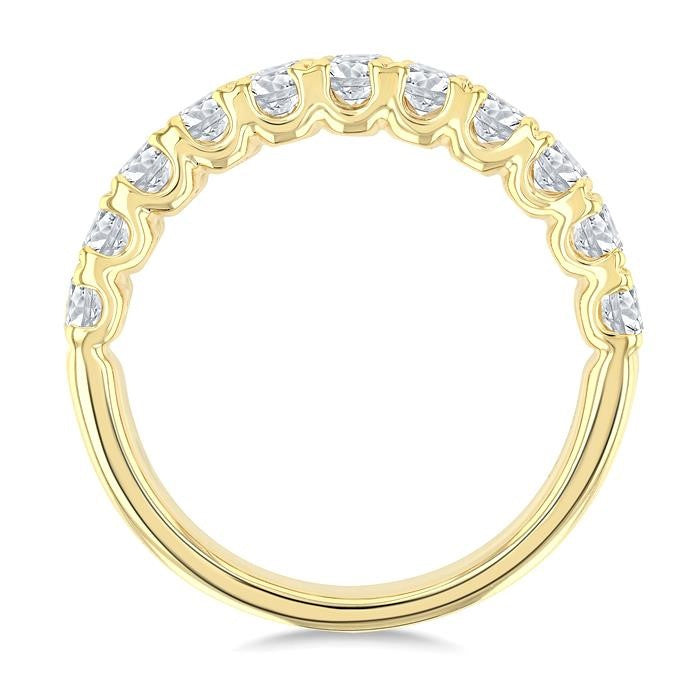 2 Ctw Twin Row Round Cut Diamond Wide Wedding Band in 14K Yellow Gold