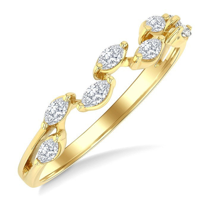 1/3 Ctw Zig-Zag Scatter Marquise Cut Diamond Fashion Band in 14K Yellow Gold
