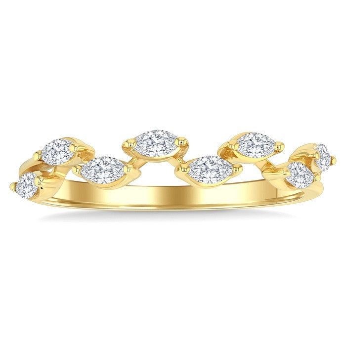 1/3 Ctw Zig-Zag Scatter Marquise Cut Diamond Fashion Band in 14K Yellow Gold