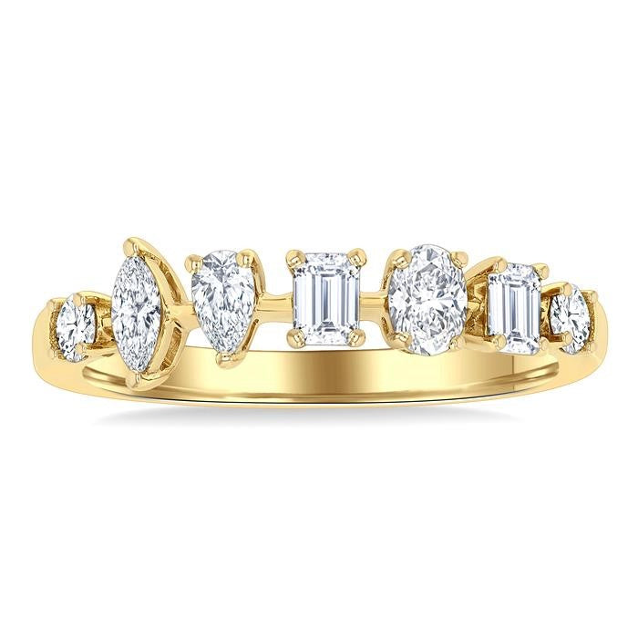 5/8 Ctw Mixed Cut Diamond Fashion Band in 14K Yellow Gold