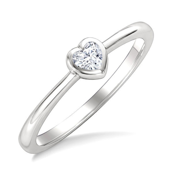 1/5 Ctw Bezel Set Heart Cut Diamond Fashion Ring in 14K White Gold