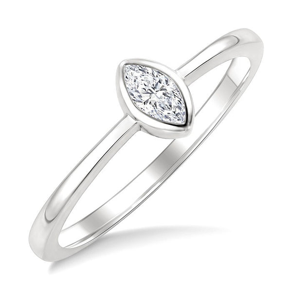 1/5 Ctw Bezel Set Marquise Cut Diamond Fashion Ring in 14K White Gold