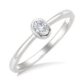 1/5 Ctw Bezel Set Oval Cut Diamond Fashion Ring in 14K White Gold