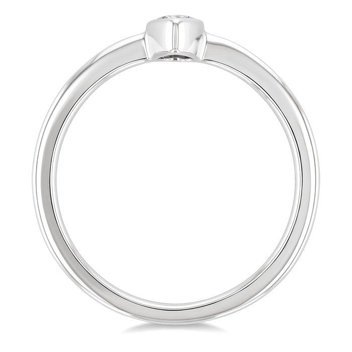 1/5 Ctw Bezel Set Pear Cut Diamond Fashion Ring in 14K White Gold