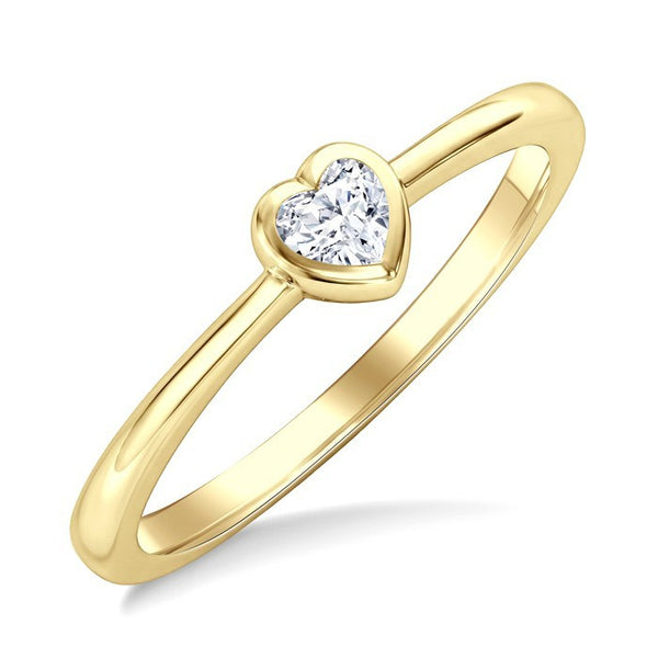 1/5 Ctw Bezel Set Heart Cut Diamond Fashion Ring in 14K Yellow Gold