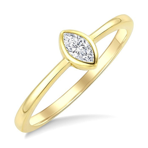 1/5 Ctw Bezel Set Marquise Cut Diamond Fashion Ring in 14K Yellow Gold
