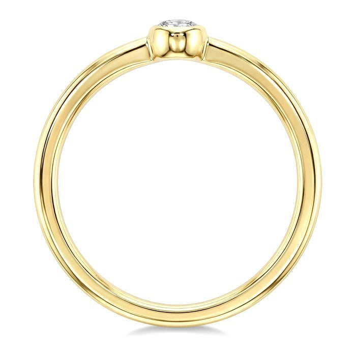 1/5 Ctw Bezel Set Oval Cut Diamond Fashion Ring in 14K Yellow Gold