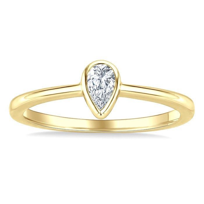 1/5 Ctw Bezel Set Pear Cut Diamond Fashion Ring in 14K Yellow Gold