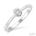 1/5 Ctw Bezel Set Oval Cut Diamond Fashion Ring in 14K White Gold