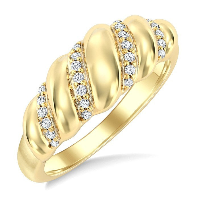 1/8 Ctw Round Cut Diamond Swirl Bold Ring in 10K Yellow Gold
