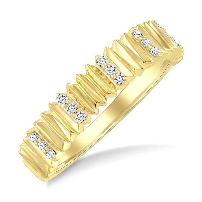 1/10 Ctw Round Cut Diamond Pirouette Fashion Ring in 10K Yellow Gold