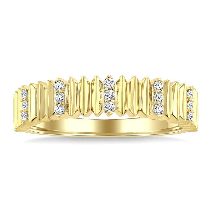 1/10 Ctw Round Cut Diamond Pirouette Fashion Ring in 10K Yellow Gold
