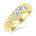 3/8 Ctw Textured Shank 2-Stone Pear Cut Diamond Fashion Band in 14K Yellow Gold