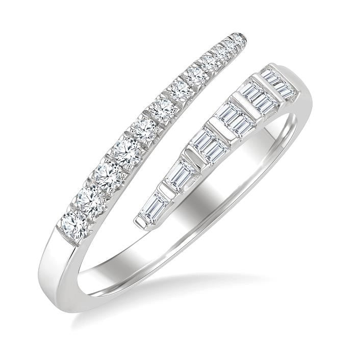 3/8 Ctw Baguette and Round Cut Diamond Fashion Band in 14K White Gold