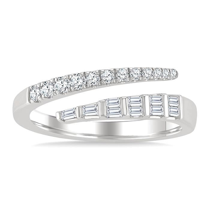 3/8 Ctw Baguette and Round Cut Diamond Fashion Band in 14K White Gold