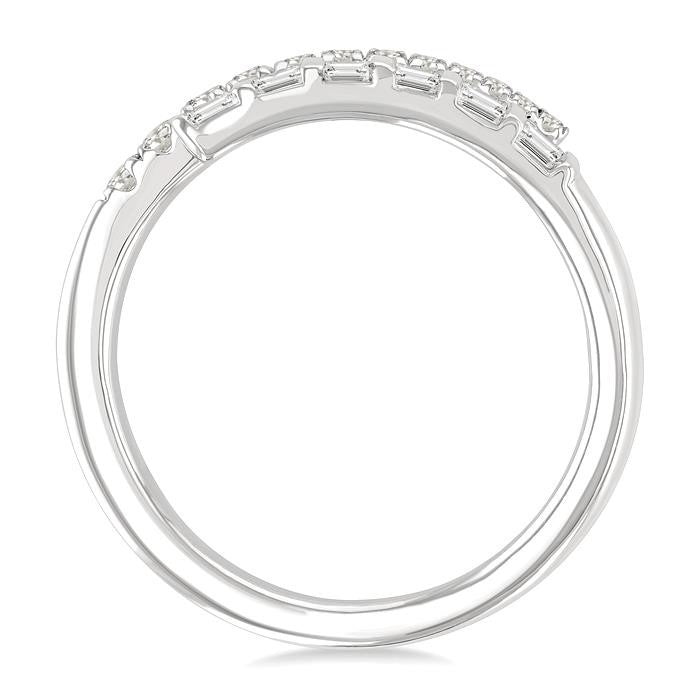 3/8 Ctw Baguette and Round Cut Diamond Fashion Band in 14K White Gold