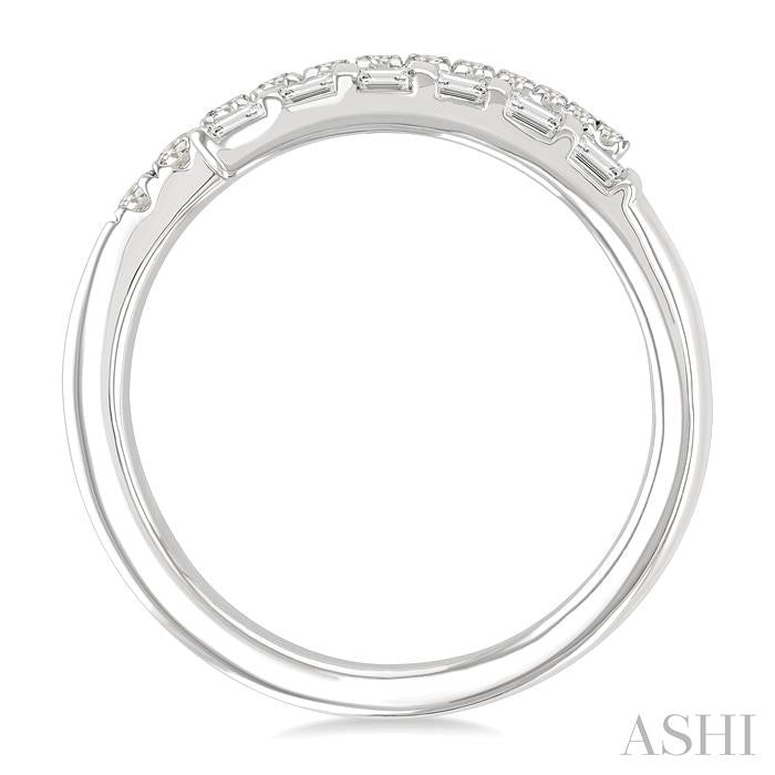 3/8 Ctw Baguette and Round Cut Diamond Fashion Band in 14K White Gold