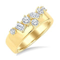 3/4 Ctw Mixed Diamond Cut Fashion Cigar Band in 14K Yellow Gold