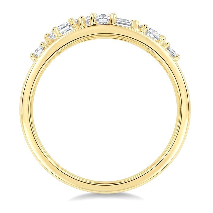 3/4 Ctw Mixed Diamond Cut Fashion Cigar Band in 14K Yellow Gold