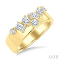 3/4 Ctw Mixed Diamond Cut Fashion Cigar Band in 14K Yellow Gold