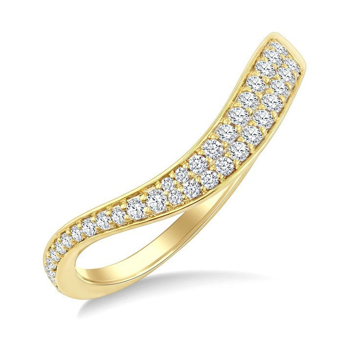 1/4 Ctw Pave Set Round Cut Diamond Wave Fashion Ring in 14K Yellow Gold