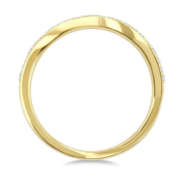 1/4 Ctw Pave Set Round Cut Diamond Wave Fashion Ring in 14K Yellow Gold