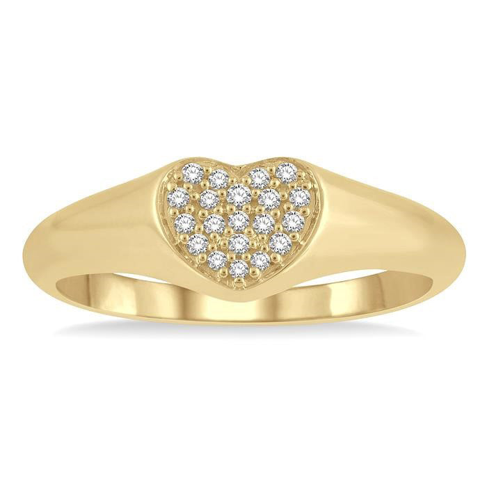 Heart Shape Diamond Signet Ring