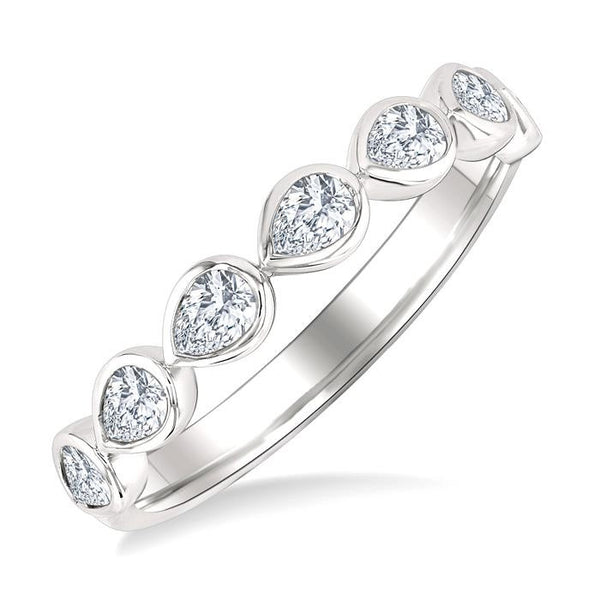 3/4 Ctw East-West Set Pear Cut Bezel Diamond Stackable Fashion Band in 14K White Gold