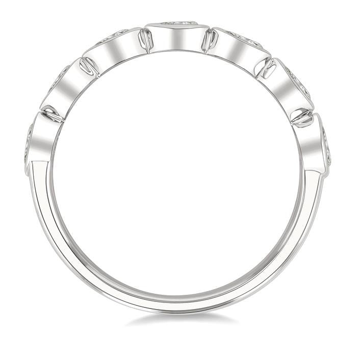 3/4 Ctw East-West Set Pear Cut Bezel Diamond Stackable Fashion Band in 14K White Gold