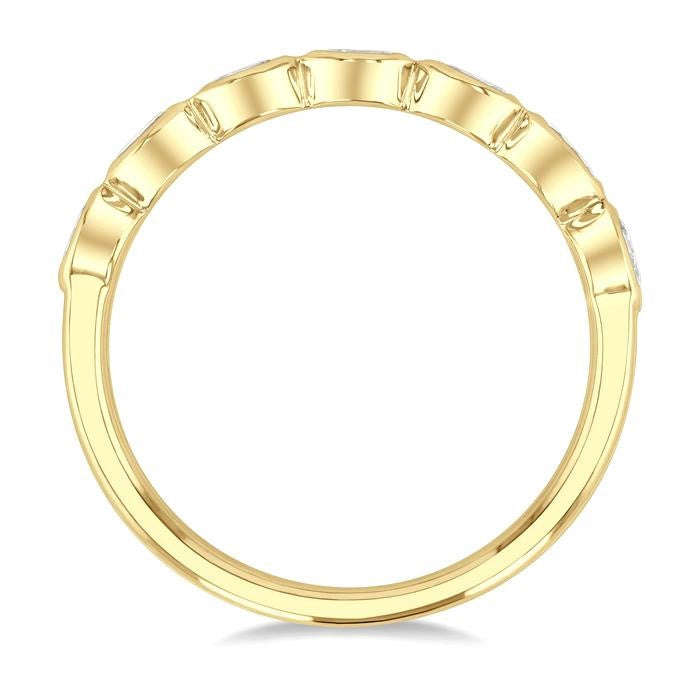 3/4 Ctw East-West Set Oval Cut Bezel Diamond Stackable Fashion Band in 14K Yellow Gold