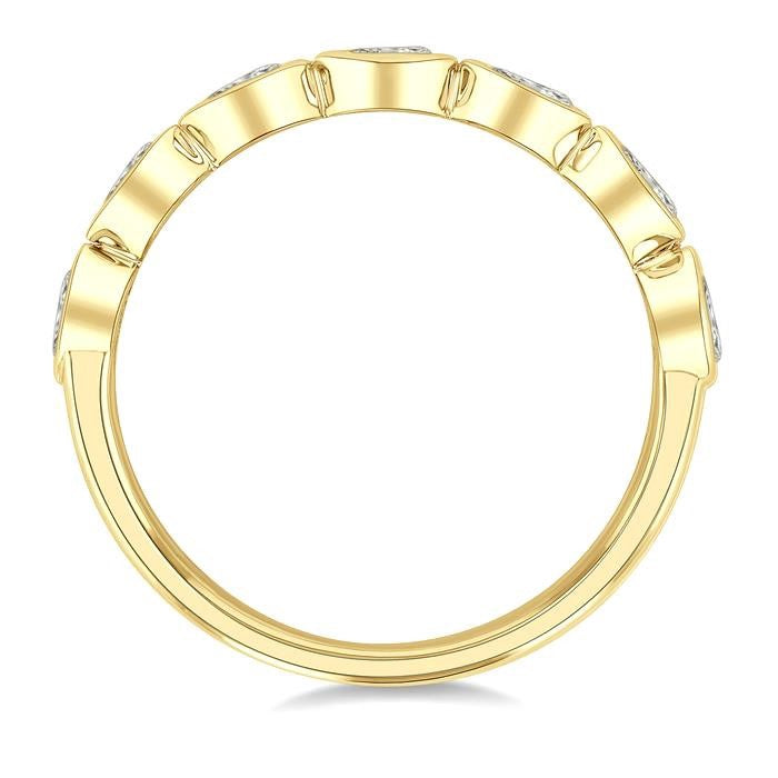 3/4 Ctw East-West Set Pear Cut Bezel Diamond Stackable Fashion Band in 14K Yellow Gold