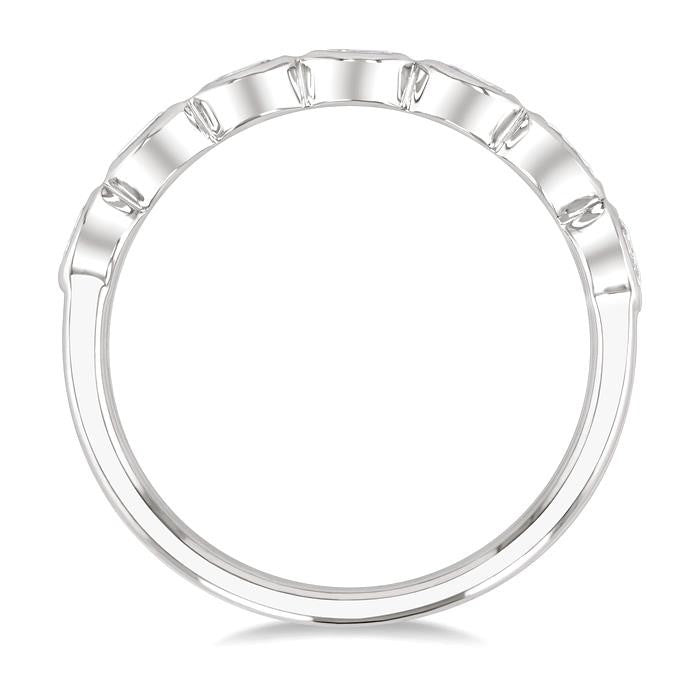 3/4 Ctw East-West Set Oval Cut Bezel Diamond Stackable Fashion Band in 14K White Gold