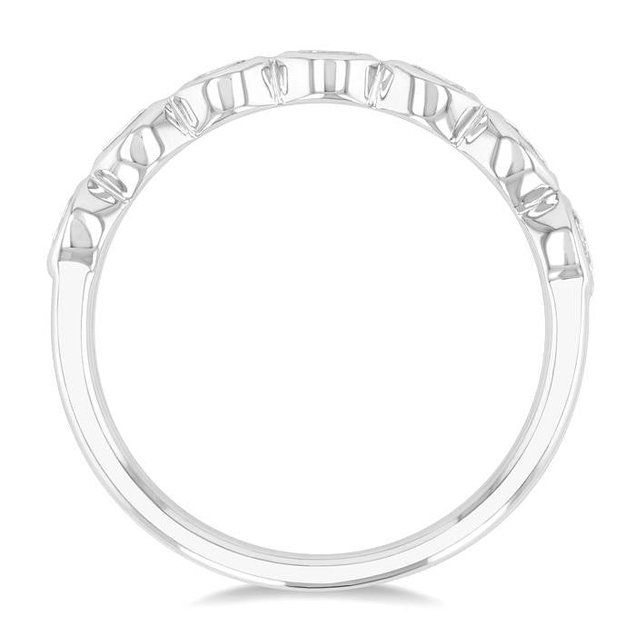 3/4 Ctw East-West Set Oval Cut Bezel Diamond Stackable Fashion Band in 14K White Gold