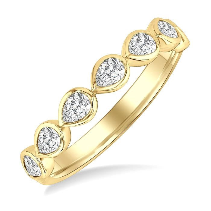 3/4 Ctw East-West Set Pear Cut Bezel Diamond Stackable Fashion Band in 14K Yellow Gold