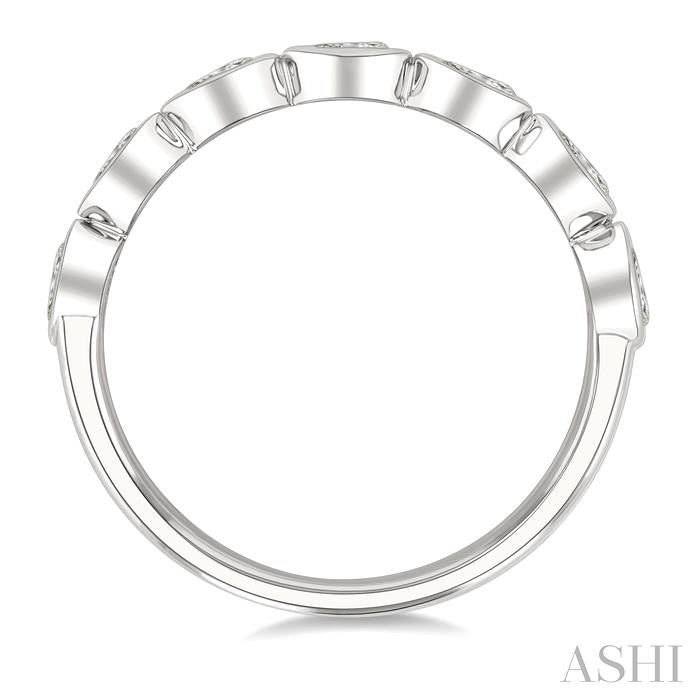 3/4 Ctw East-West Set Pear Cut Bezel Diamond Stackable Fashion Band in 14K White Gold